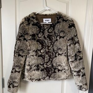BB Dakota Black & Cream Faux Fur Patterned Teddy Jacket